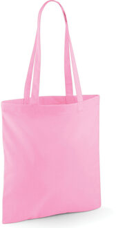 Draagtasje met hengsels - lichtroze - 42 x 38 cm - katoen - 10 liter - boodschappen - gymtas