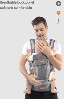 Draagzak Baby Heupdrager Sling Voor Facing Baby Wrap Carrier 3 In 1 Baby Carrier Hip Seat grijs