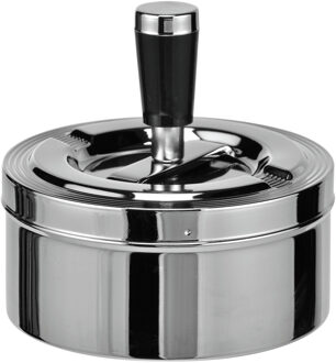 Draaiasbak - 1x - verchroomd - 11 cm - drukasbak - stormasbak Zilver