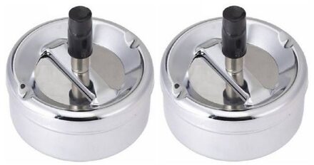 Draaiasbak - 2x - druk en draai Asbak - metaal - roterend - 9 cm