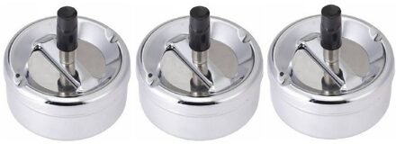 Draaiasbak - 3x - druk en draai Asbak - metaal - roterend - 9 cm