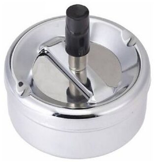 Draaiasbak - druk en draai Asbak - metaal - roterend - 9 cm Zilver