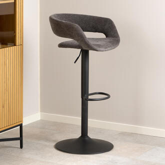 Draaibare Barkruk 'Pia' Chenille, kleur Donkergrijs (zithoogte 59-80cm)