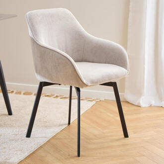 Draaibare Eetkamerstoel 'Aisling' Chenille, kleur Beige