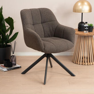 Draaibare Eetkamerstoel 'Almar' Bouclé, kleur Donkerbruin