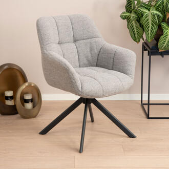 Draaibare Eetkamerstoel 'Almar' Bouclé, kleur Lichtgrijs