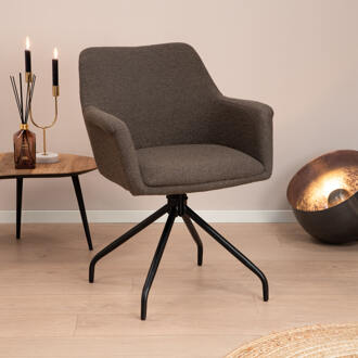 Draaibare Eetkamerstoel 'Lori' Bouclé, kleur Donkerbruin