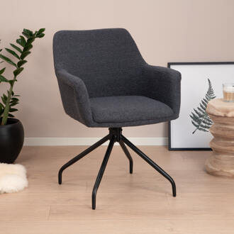 Draaibare Eetkamerstoel 'Lori' Bouclé, kleur Indigo