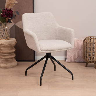 Draaibare Eetkamerstoel 'Lori' Bouclé, kleur Naturel