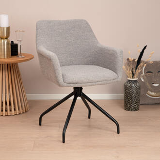Draaibare Eetkamerstoel 'Lori' Bouclé, kleur Staalgrijs