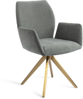 Draaibare Eetkamerstoel 'Misaki' Turn Gold, kleur Breezy Blue
