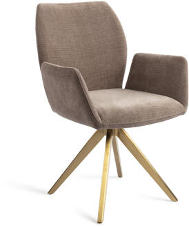 Draaibare Eetkamerstoel 'Misaki' Turn Gold, kleur Mocha Mist