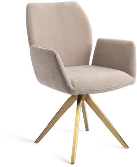Draaibare Eetkamerstoel 'Misaki' Turn Gold, kleur Sand Strand