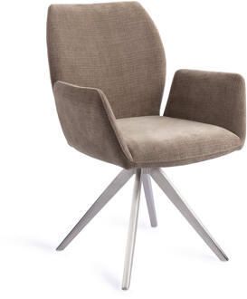 Draaibare Eetkamerstoel 'Misaki' Turn Steel, kleur Mocha Mist