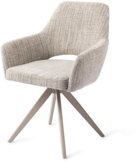 Draaibare Eetkamerstoel 'Yanai' Turn Beige, kleur Caramel Grid