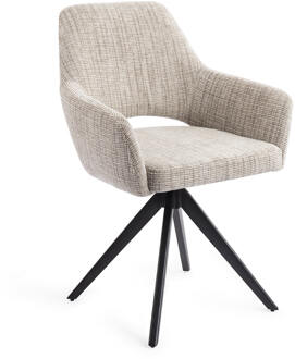 Draaibare Eetkamerstoel 'Yanai' Turn Black, kleur Caramel Grid
