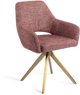 Draaibare Eetkamerstoel 'Yanai' Turn Gold, kleur Berry Bars