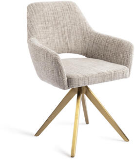 Draaibare Eetkamerstoel 'Yanai' Turn Gold, kleur Caramel Grid