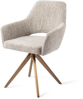Draaibare Eetkamerstoel 'Yanai' Turn Rose, kleur Caramel Grid