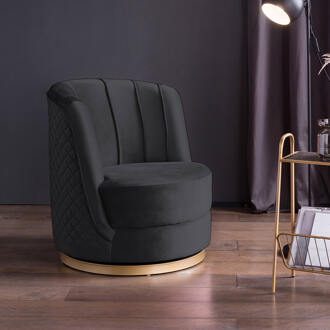Draaibare Fauteuil 'Meggie' Velvet, kleur zwart