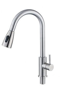 Draaibare Handheld Bidet Sproeier Roestvrij Staal Schoonmaken Rinser Douchekop 1 X Keuken Pull Type Kraan + 2 X waterleiding wit