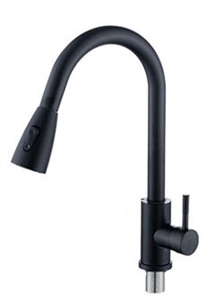 Draaibare Handheld Bidet Sproeier Roestvrij Staal Schoonmaken Rinser Douchekop 1 X Keuken Pull Type Kraan + 2 X waterleiding zwart