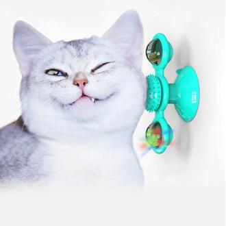 Draaien Windmolen Speelgoed Voor Katten Puzzel Wervelende Draaitafel Met Borstel Kat Play Game Speelgoed Windmolen Kitten Interactieve Speelgoed Leveringen Blauw