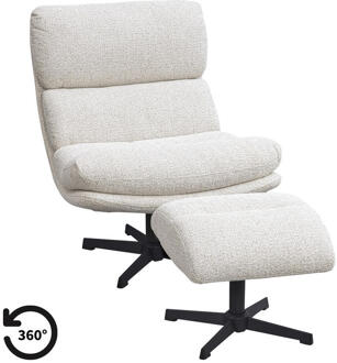 Draaifauteuil Bobbi Incl. Hocker - Greige - Stof - Grijs#Beige - 77x95x94 Cm