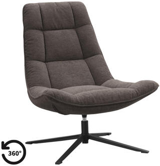 Draaifauteuil Emily - Donker - Polyester - Bruin - 82x93x101 Cm