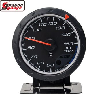 Draak 60Mm Zwart Pointer Auto Olie Temp Gauge Temperatuur Celsius Stappenmotor Meter Wit En Rood Licht