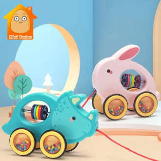 Drag Toddler Toys Baby Pull Rope Cartoon Animal Trailer Haul Children Learning Line Car Early Educational Toys For Infant Gift