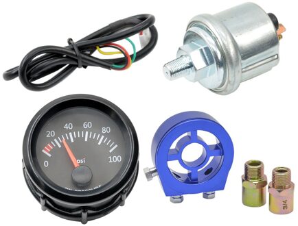 Dragon 2 "52Mm Stappenmotor Witte Achtergrondverlichting Auto Oliedrukmeter Refit Instrumen 0-100 Psi meter Gauge en Fliter