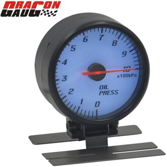 Dragon Gauge 60 Mm Stappenmotor Rood Pointer Wit Gezicht Blauw Backlight Auto Olie Druk Gauge Meter Met Sensor Pods 0-1000 Kpa