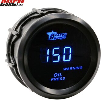 Dragon gauge Universele 52MM Digita Blauw Backlight Auto Oliedrukmeter Meterl 0-150 PSI