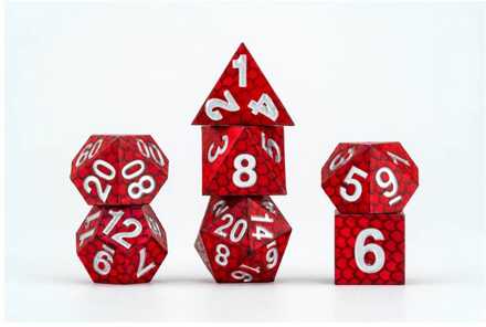 Dragon Storm Sharp Edge Silicone Dice Set Red Dragon Scales (7)
