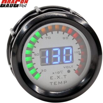Dragpm 52Mm Digitale Dual Display 20 Led Auto Uitlaat Gas Emperature Gauge En Volt Modificatie Ext Temp Meter