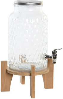 Drank dispenser Beverages Tap - 5.8 Liter - glas/hout - op verhoger element - tapkraan/deksel