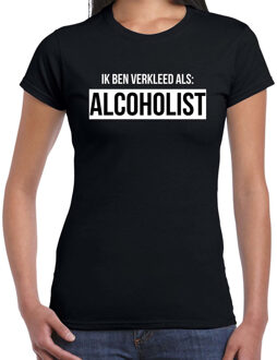 Drank t-shirt verkleed als alcoholist zwart voor dames - Drank t-shirt L