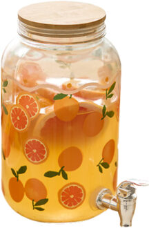 Drankdispenser - 4 liter - oranje - glas - limonadetap - waterdispenser