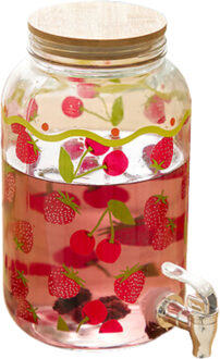 Drankdispenser - 4 liter - rood - glas - limonadetap - waterdispenser