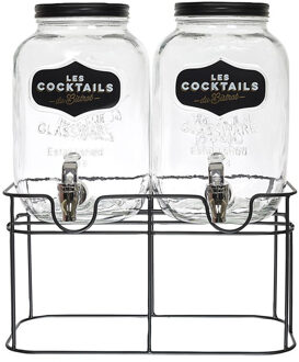 Drankdispenser - 8.0 liter - glas - limonadetap - waterdispenser - Dubbele tap