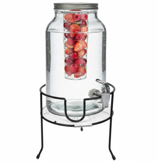 Drankdispenser/limonadetap - met infuser - 5 ltr - inclusief standaard - 19 x 19 cm
