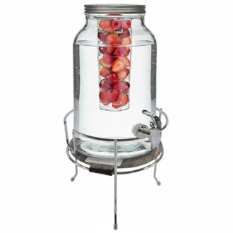 Drankdispenser/limonadetap - met infuser - 5 ltr - inclusief standaard - 19 x 19 cm