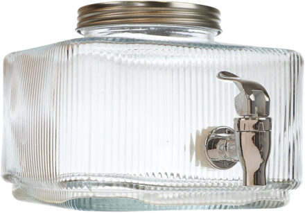 Drankdispenser vierkant - 3 liter - glas - limonadetap - 15 x 19 cm