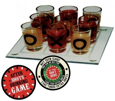 Drankspel/drinkspel boter kaas en eieren bordspel met plaats je shotglas viltjes - Action products