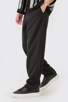 Drawcord Waist Straight Pants, Black - M