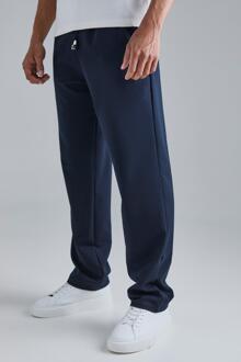 Drawcord Waist Straight Pants, Navy - L