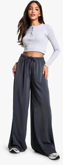 Drawstring Taille Broek Met Wijde Pijpen, Charcoal - 34