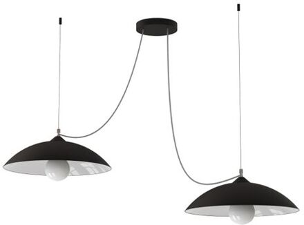 Dream Hanglamp, 2x E27, Metaal, Zwart Glanzend/wit, D.40cm