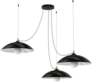 Dream Hanglamp, 3x E27, Metaal, Zwart Glanzend/wit, D.40cm